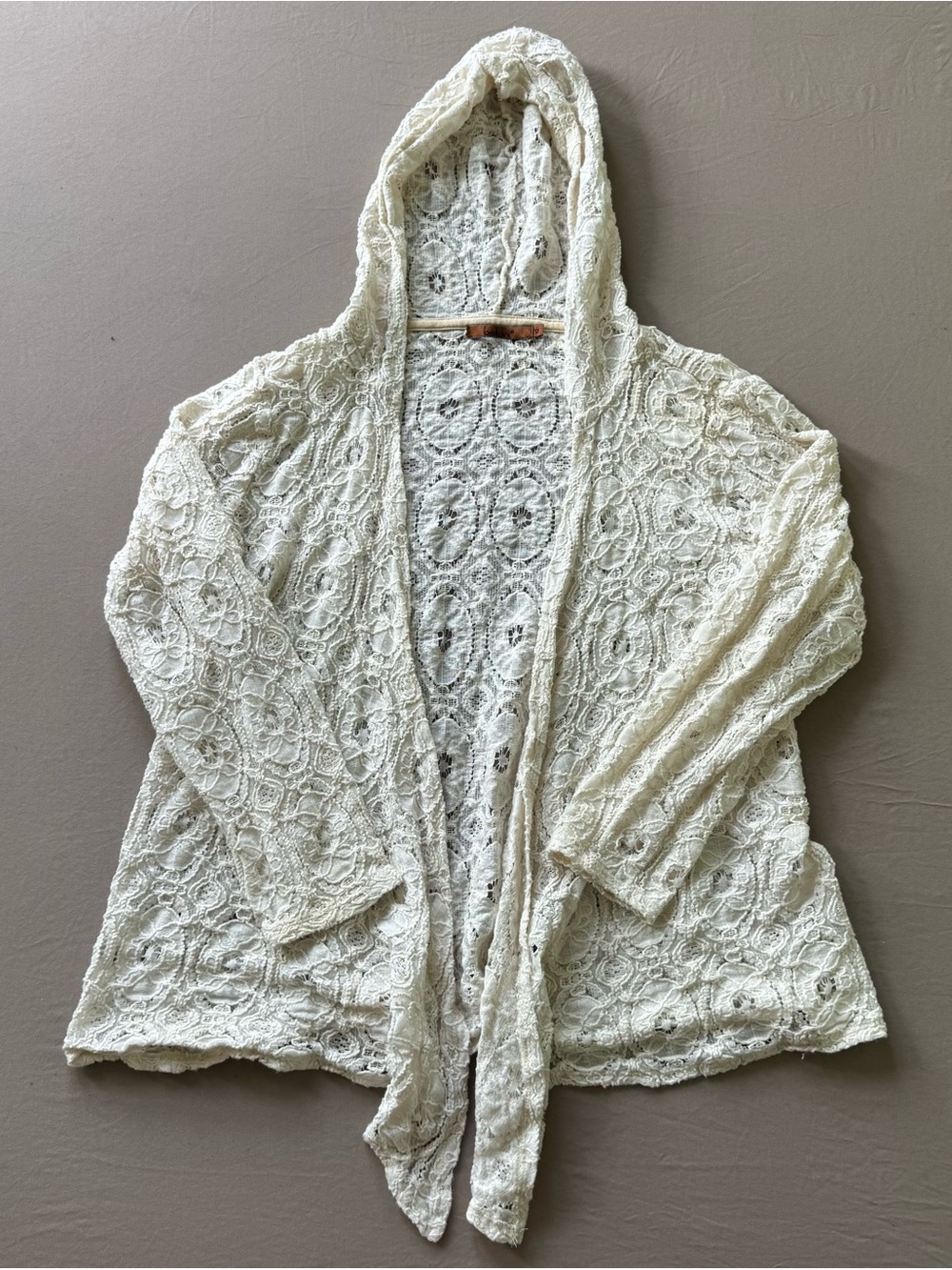 Vintage Y2K Belldini Doily lace hooded open-front cardigan jacket